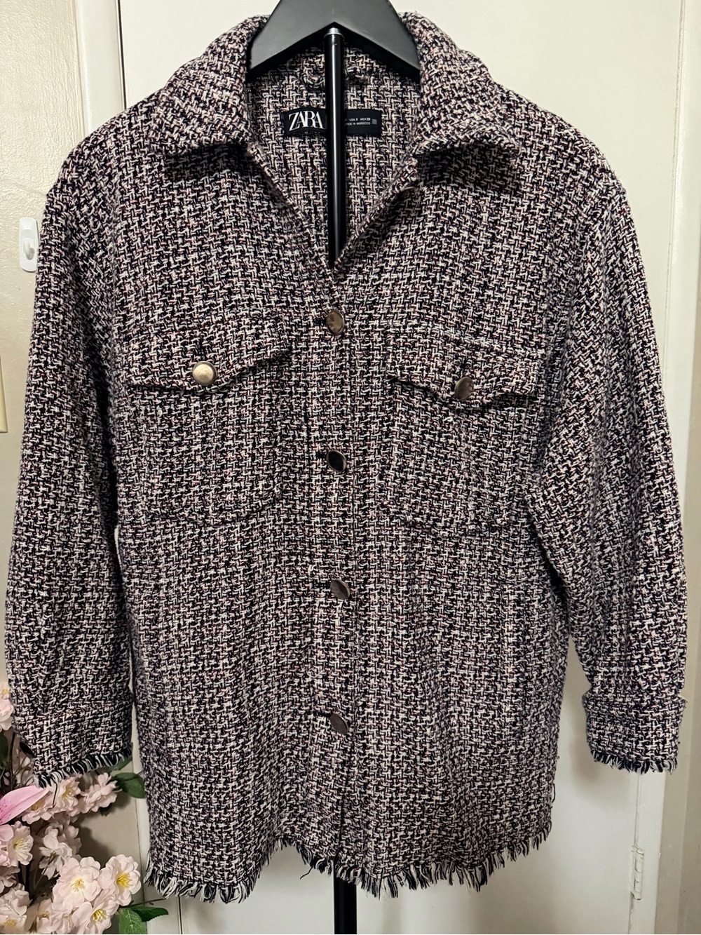 ZARA Multi-Color Tweed Button Jacket - Picture 2 of 6